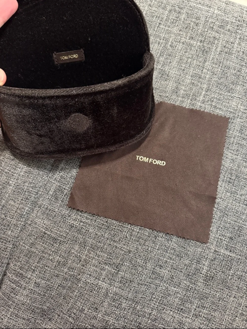 Tom Ford Velvet Sunglasses Case Brown w/ Cleaning Cloth